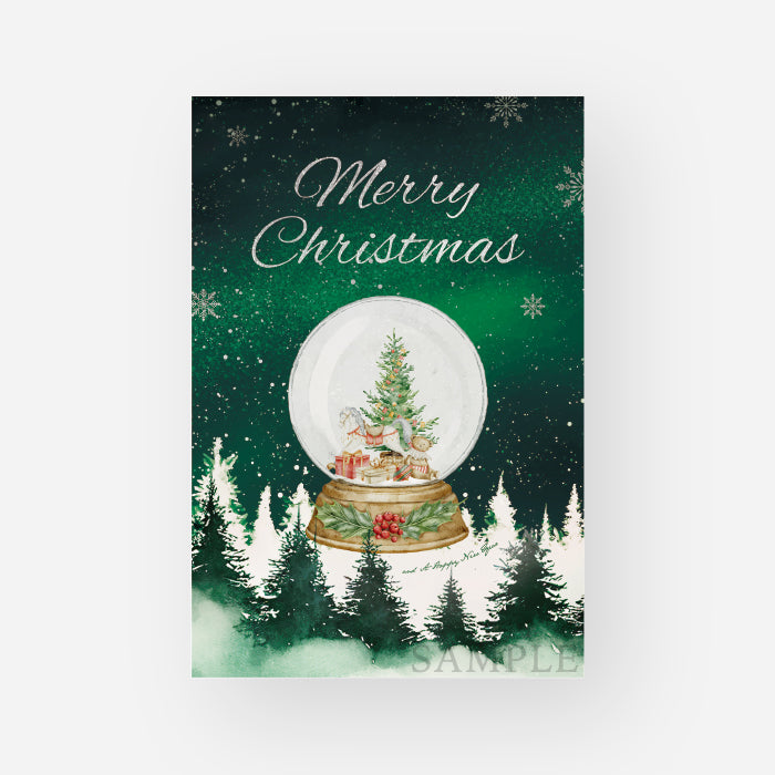 【クリスマスカード・年賀状レギュラーDMはがき】スノードーム R-04