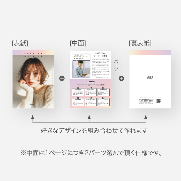 【会社案内】内容ページはパーツを自由に組み合わせるだけ_トレンドデザイン150-11-026（B5仕上がり）