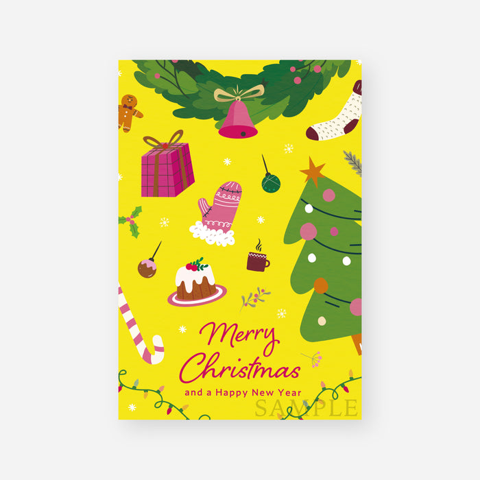 【クリスマスカード・年賀状レギュラーDMはがき】クリスマスの小物たち R-04